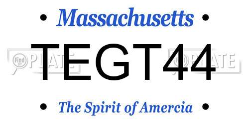 TEGT44 Massachusetts License Plate