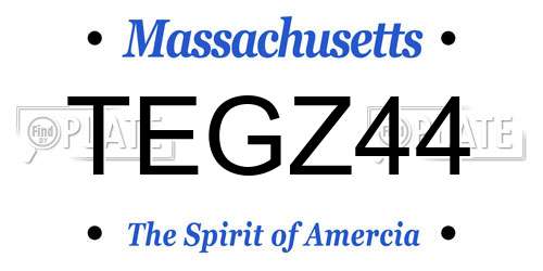 TEGZ44 Massachusetts License Plate