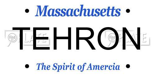 TEHRON Massachusetts License Plate