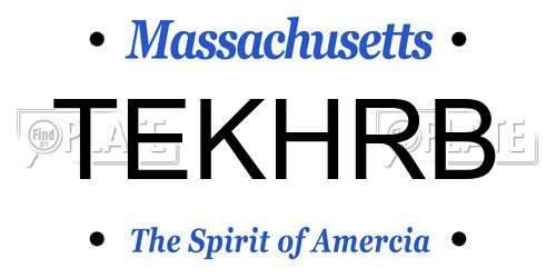 TEKHRB Massachusetts License Plate