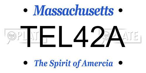 TEL42A Massachusetts License Plate