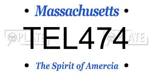 TEL474 Massachusetts License Plate