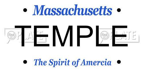 TEMPLE Massachusetts License Plate