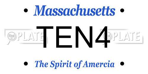 TEN4 Massachusetts License Plate