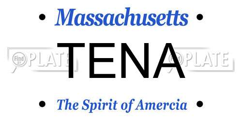 TENA Massachusetts License Plate