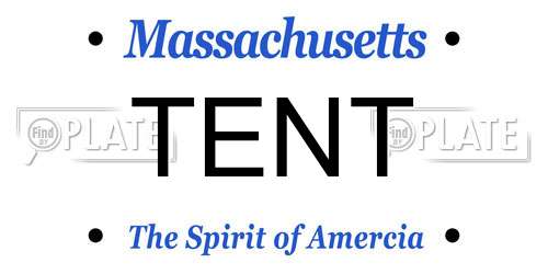 TENT Massachusetts License Plate