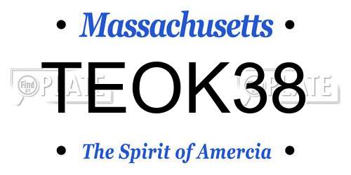 TEOK38 Massachusetts License Plate