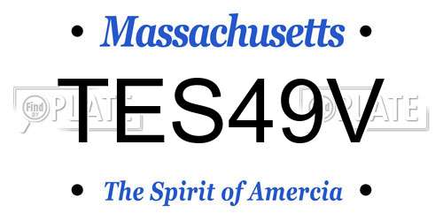 TES49V Massachusetts License Plate