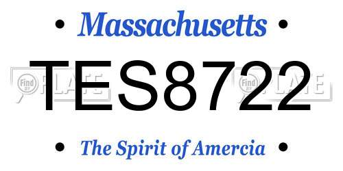 TES8722 Massachusetts License Plate