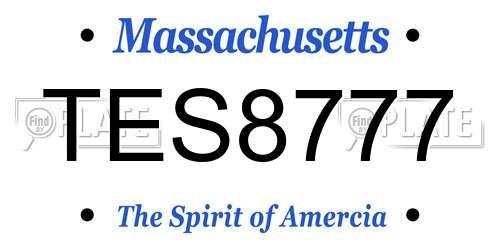 TES8777 Massachusetts License Plate