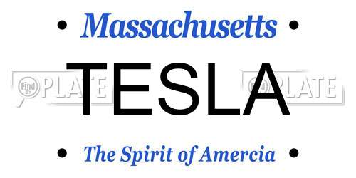 TESLA license plate in MA state