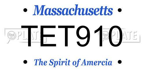 TET910 Massachusetts License Plate