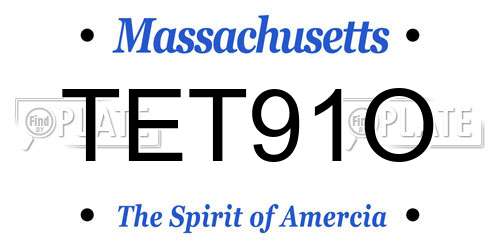 TET91O Massachusetts License Plate