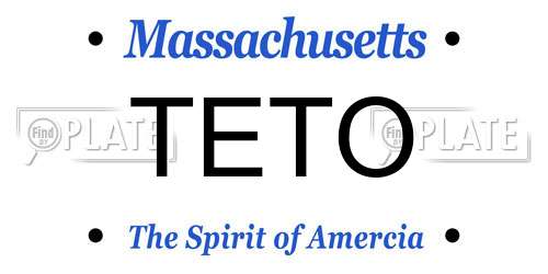 TETO Massachusetts License Plate