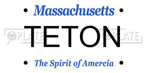 TETON Massachusetts License Plate