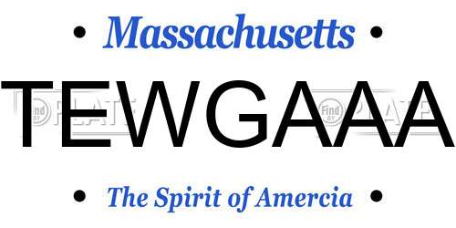TEWGAAA Massachusetts License Plate