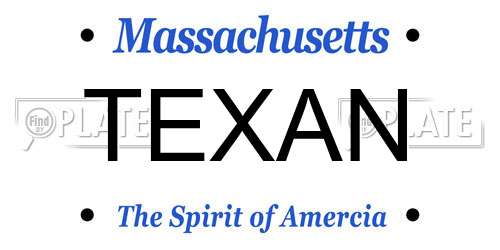 TEXAN Massachusetts License Plate