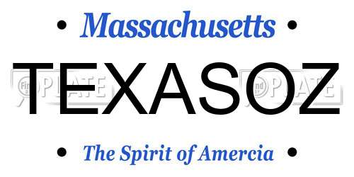 TEXASOZ Massachusetts License Plate