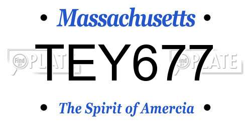 TEY677 Massachusetts License Plate