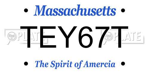 TEY67T Massachusetts License Plate