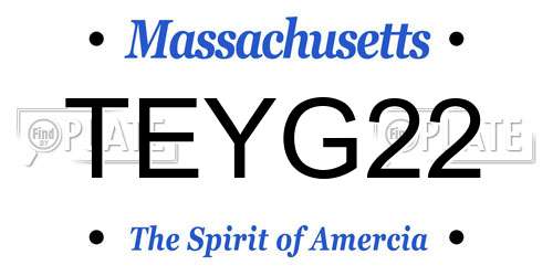 TEYG22 Massachusetts License Plate