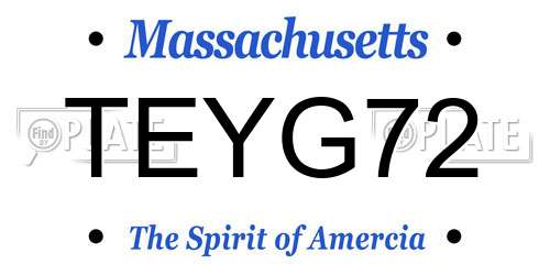 TEYG72 Massachusetts License Plate