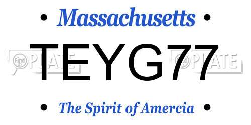 TEYG77 Massachusetts License Plate