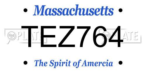 TEZ764 Massachusetts License Plate