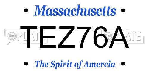 TEZ76A Massachusetts License Plate