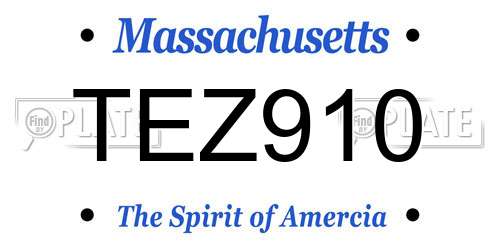 TEZ910 Massachusetts License Plate