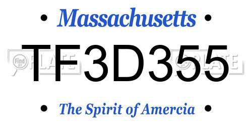 TF3D355 Massachusetts License Plate