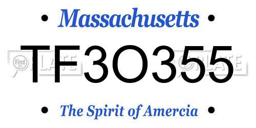 TF3O355 Massachusetts License Plate