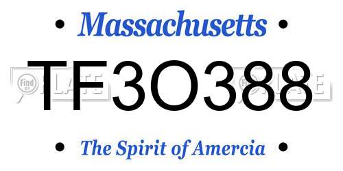 TF3O388 Massachusetts License Plate