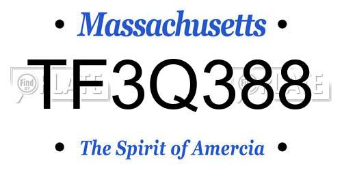 TF3Q388 Massachusetts License Plate
