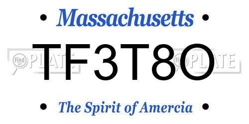 TF3T8O Massachusetts License Plate