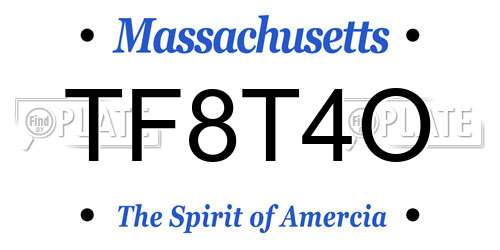 TF8T4O Massachusetts License Plate