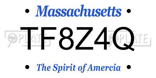 TF8Z4Q Massachusetts License Plate