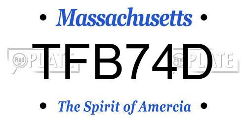 TFB74D Massachusetts License Plate