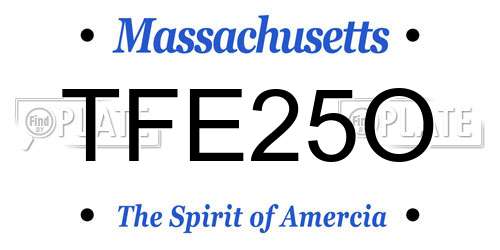 TFE25O Massachusetts License Plate