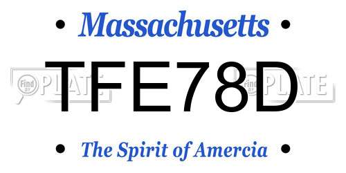 TFE78D Massachusetts License Plate
