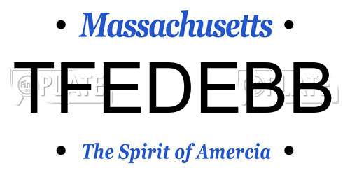 TFEDEBB Massachusetts License Plate