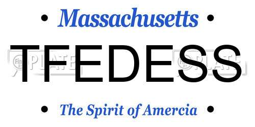 TFEDESS Massachusetts License Plate