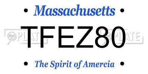 TFEZ80 Massachusetts License Plate