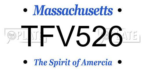 TFV526 Massachusetts License Plate