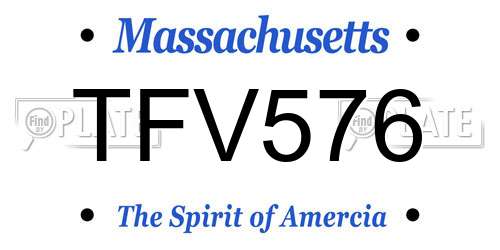 TFV576 Massachusetts License Plate