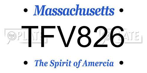 TFV826 Massachusetts License Plate