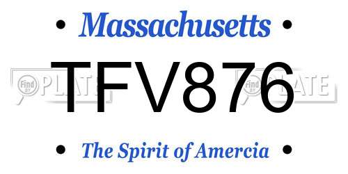 TFV876 Massachusetts License Plate