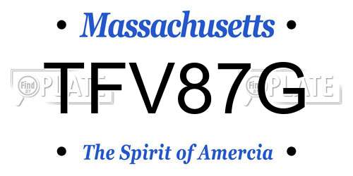 TFV87G Massachusetts License Plate