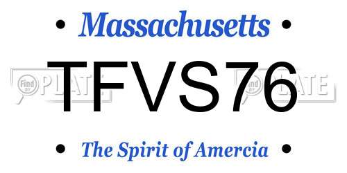 TFVS76 Massachusetts License Plate