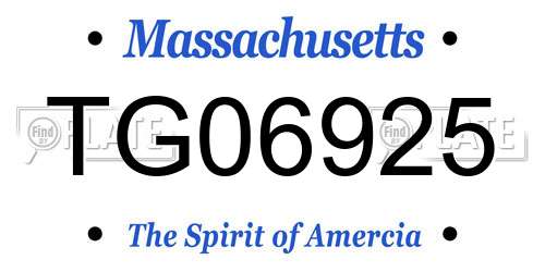 TG06925 Massachusetts License Plate